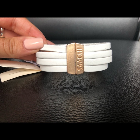 SACCHI turquoise and leather bracelet - Picture 3 of 5